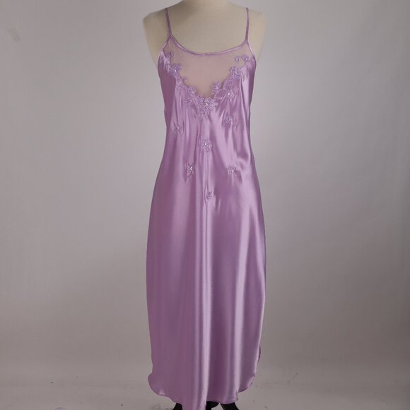 Cinema Etoile Other - 🌺 Vtg Cinema Etoile NWOT Long Pearl Sequin Embroidered Long Lavender Nightgown